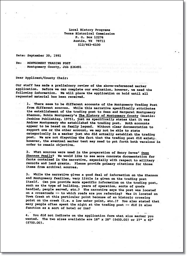 September 20, 1991 THC Letter
